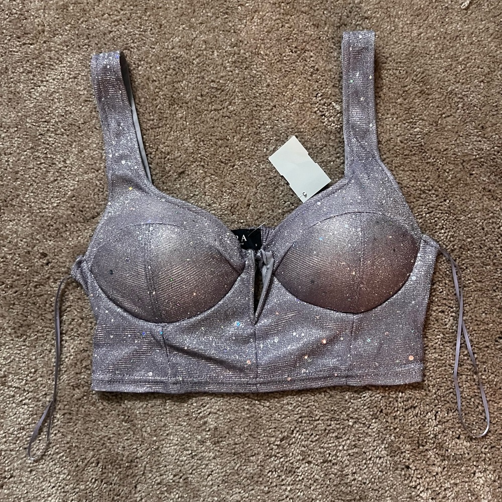 Light purple sparkly crop top from Akira! Never worn still has tags!!